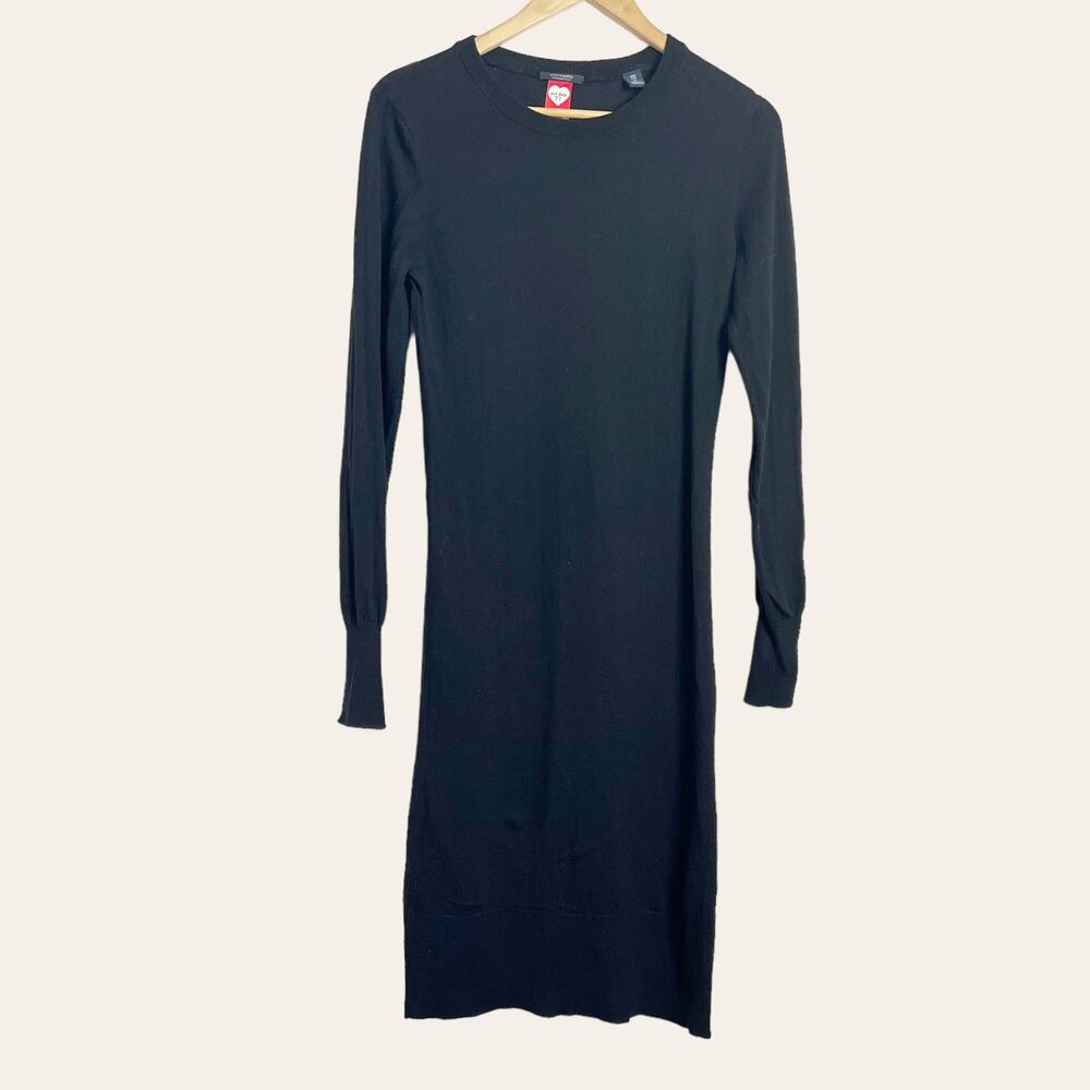 Scotch & Soda Art Dep. '77 Black Wool Blend Long Sleeve Crewneck Sweater Dress M